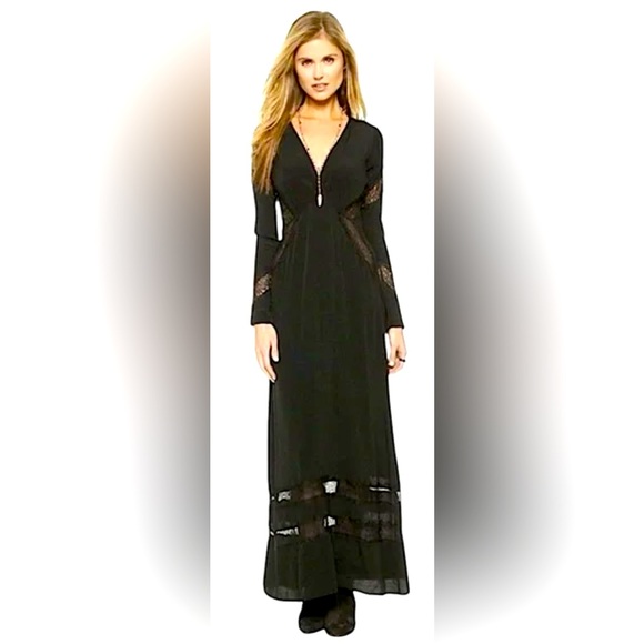 EUC For Love And Lemons Sheer Lace Panel Goddess Maxi Dress XS - Picture 1 of 8